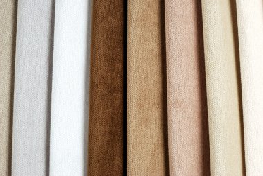 Parlak renkli kadife kumaş örnekleri koleksiyonu. Kumaş dokusu arkaplanı