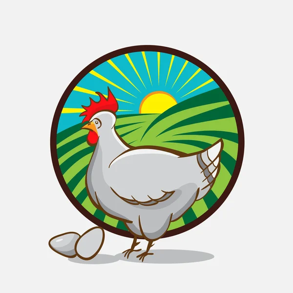 Emblema de la granja de pollo. ilustración vectorial — Vector de stock