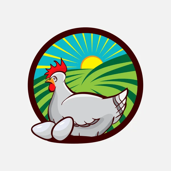 Emblema della fattoria del pollo. illustrazione vettoriale — Vettoriale Stock