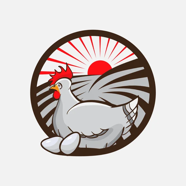 Emblema de la granja de pollo. ilustración vectorial — Vector de stock