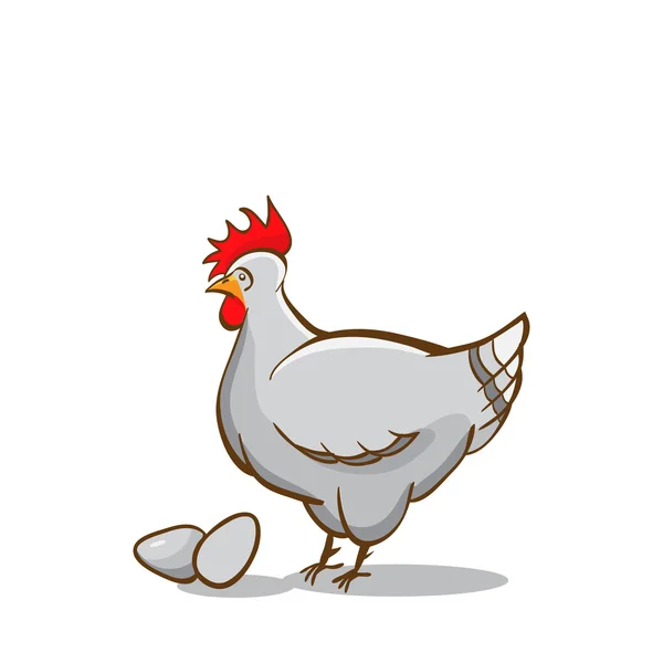 Vector de gallina y huevos sobre un fondo blanco — Vector de stock