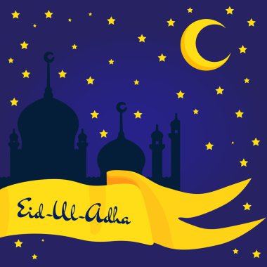 Düz vektör çizim Eid ka Chand Mubarak Camii siluet