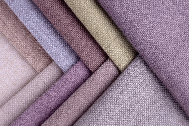 Parlak topçu tekstil örnekleri koleksiyonu. Çoklu renkli kumaş dokusu arkaplanı.