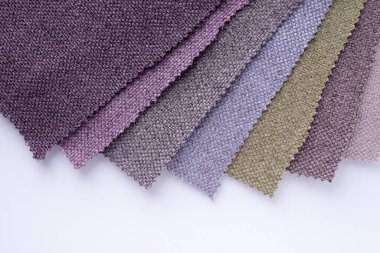 Parlak topçu tekstil örnekleri koleksiyonu. Çoklu renkli kumaş dokusu arkaplanı.
