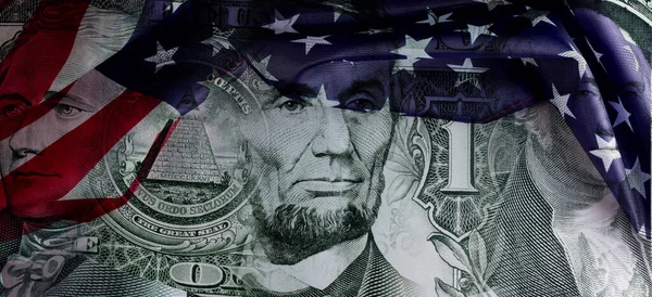 Dolar Kolajı Unsurlar Amerikan Bayrağı Mali Geçmişi — Stok fotoğraf