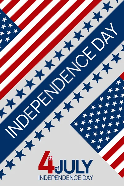 Independence Day, 4th of July Fourth of July holiday banner with symbols of USA Flag and red blue and white star. Motion design elements — Stock Vector