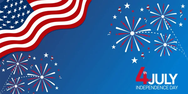 Independence Day, 4. Juli 4. Juli Feiertagsbanner mit Symbolen der USA-Flagge und rot-blau-weißem Stern. Bewegungselemente — Stockvektor