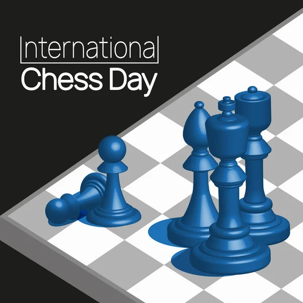 Banner zum Internationalen Schachtag. Schachfiguren auf der Brettvektorillustration. — Stockvektor