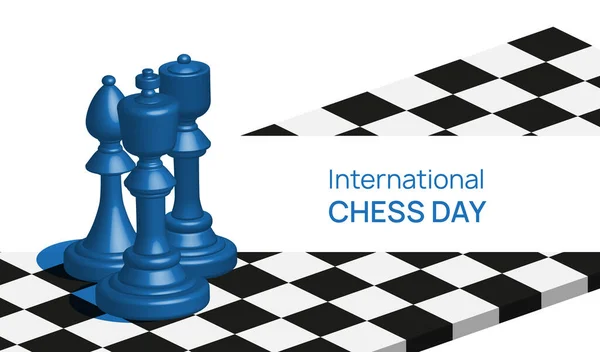 Banner zum Internationalen Schachtag. Schachfiguren auf der Brettvektorillustration. — Stockvektor