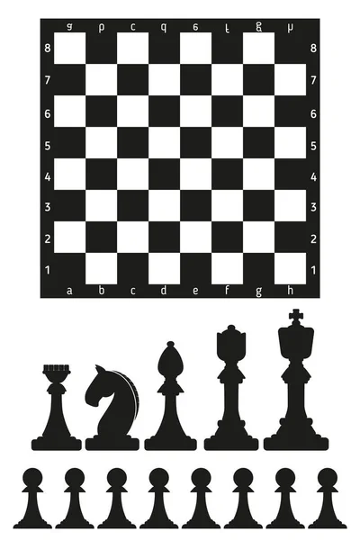 Chess Board and Chess Pieces on a White — Stockvector