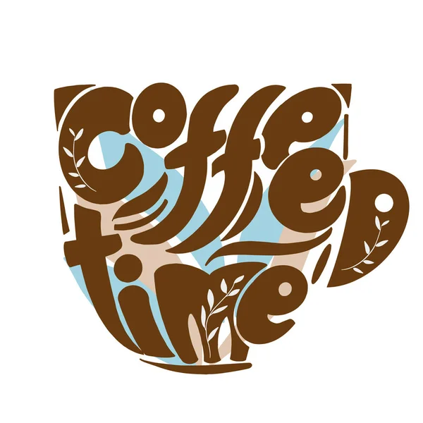 Coffee Time Lettering Art in Form einer Tasse. — Stockvektor