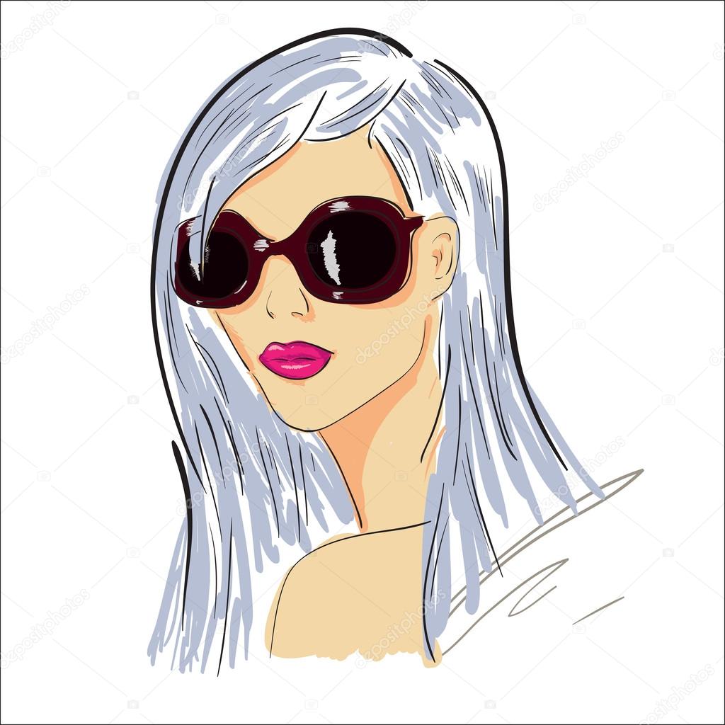 Portrait of a young girl in sunglasses.