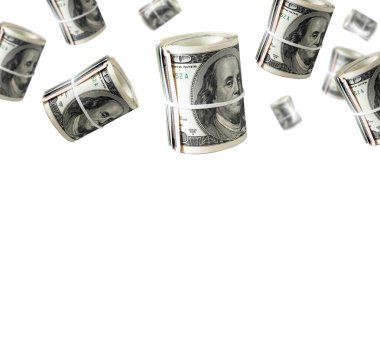 Yüz dolar faturaları ve rulo. Soyut para arka plan