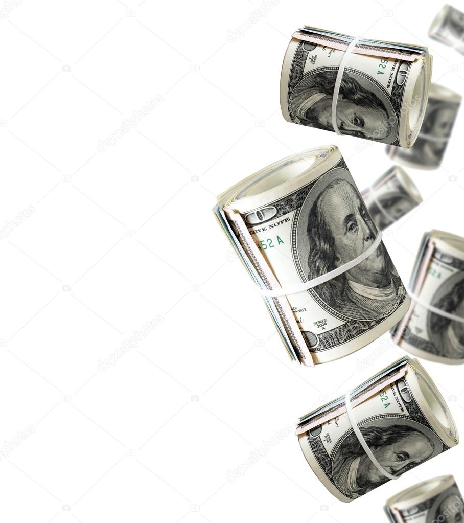 Rolls Of One Hundred Dollar Bills. Abstract money background