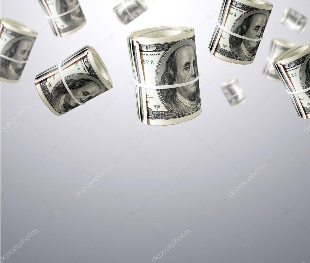 Rolls Of One Hundred Dollar Bills. Abstract money background