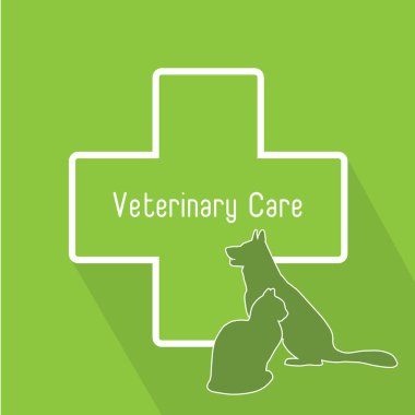kedi ve köpek veteriner dükkanı veya klinik için poster şablonu siluetleri