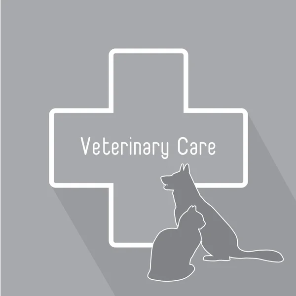 Silhuetas de gato e cão no poster Modelo para loja veterinária ou clínica —  Vetores de Stock