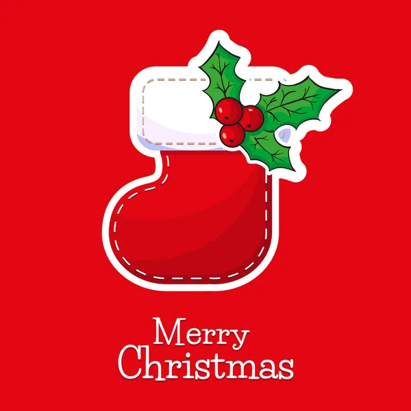 Bir tebrik kartı şablonundaki Poinsettia, Noel yıldızı, ile güzel Noel çorap.