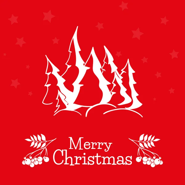 Vánoční přání s siluety borovic — Stockový vektor