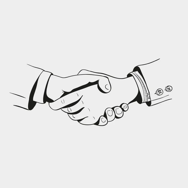 Černé a bílé ikony, ručně tažené handshake — Stockový vektor