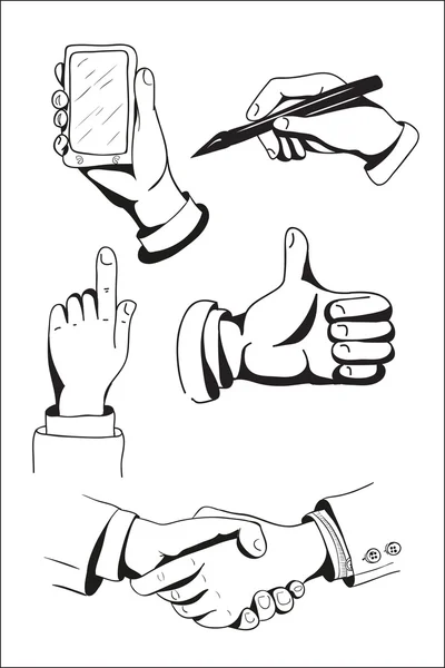 Set di mani disegnate a mano . — Vettoriale Stock