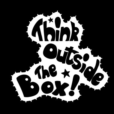 Kutusu hat dışında düşünüyorum. siyah ve beyaz ilham verici motivasyon posteri