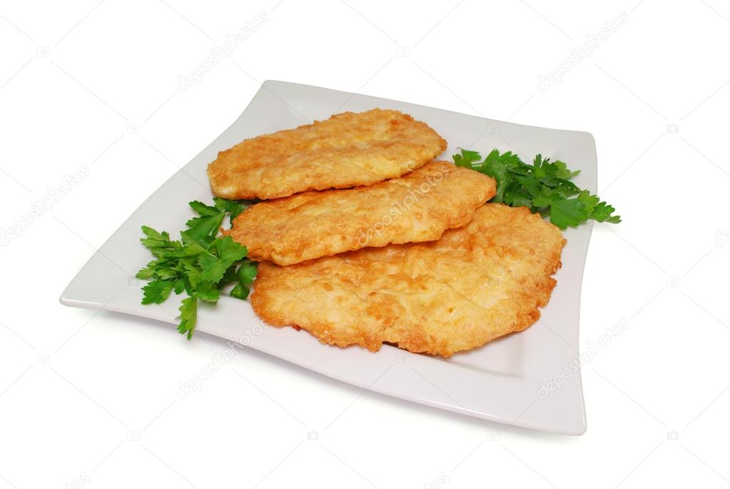 delicious fried chicken cutlets on white background, cheese ball 30517730  Stock Photo at Vecteezy