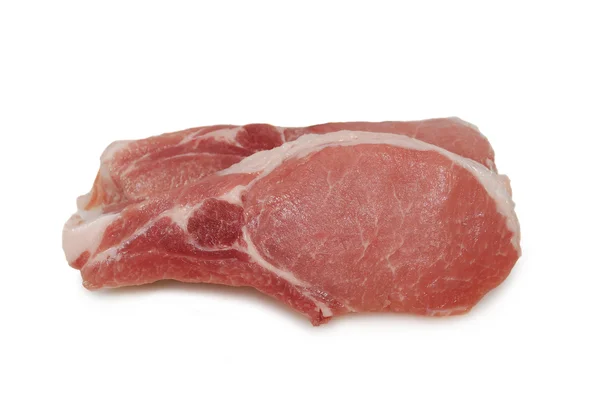 Färsk rå kött. Saftig entrecôte biff isolerad på en vit bakgrund — Stockfoto