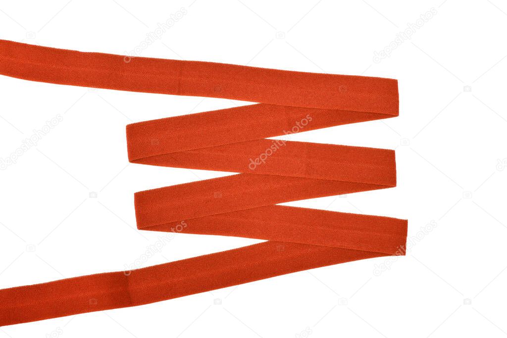 red Underwear elastic band for clothes and bras on a white background, zigzag. Isolated.