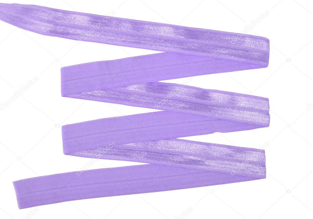 purple Underwear elastic band for clothes and bras on a white background, zigzag. Isolated.