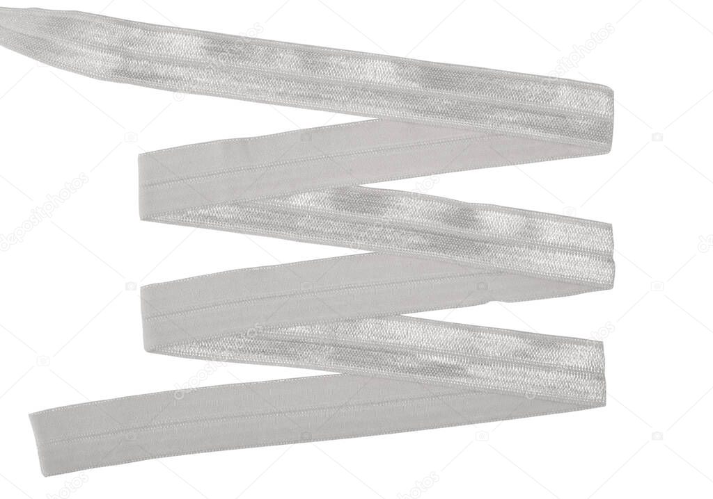 grey Underwear elastic band for clothes and bras on a white background, zigzag. Isolated.