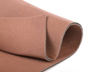 Kahverengi renkli rulo köpük kauçuk, sütyen ve iç çamaşırı kumaşı. gözenekli yapı