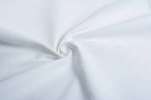 Bavlna Přírodní Tkaniny Tkaní Vláken Textury Stočené Zmačkané Záhyby Šití — Stock fotografie