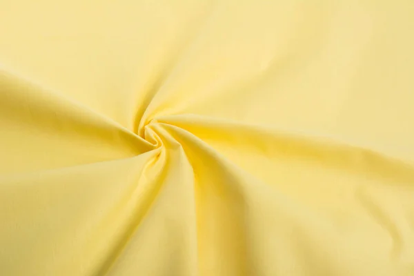 Žlutá Bavlna Přírodní Tkaniny Tkaní Vláken Textury Stočené Zmačkané Záhyby — Stock fotografie