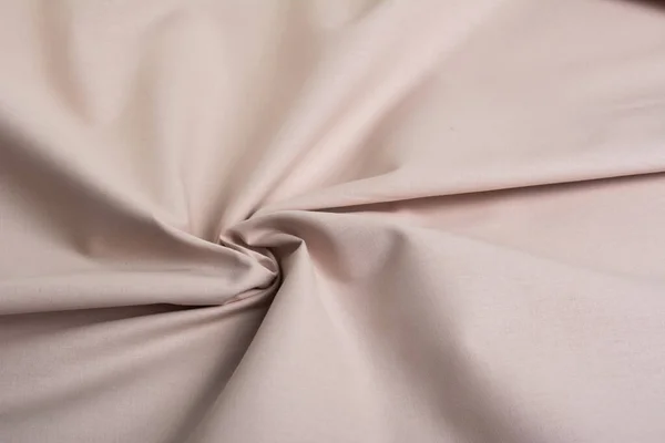 Béžová Bavlna Přírodní Tkaniny Tkaní Vláken Textury Kudrnaté Zmačkané Záhyby — Stock fotografie