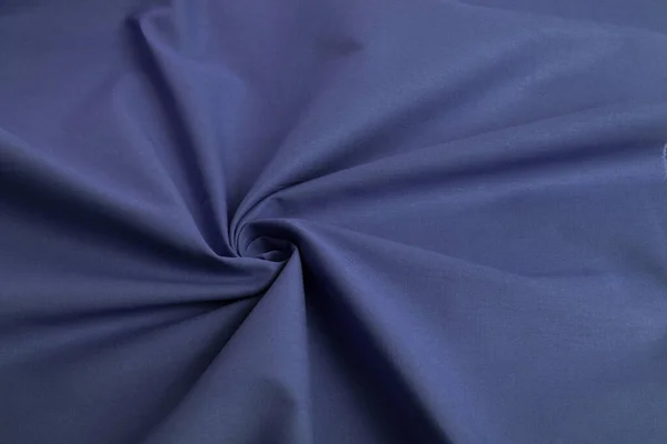 Přírodní Tkanina Modré Bavlny Tkaní Vláknitých Textur Zvlněný Záhyb Šití — Stock fotografie