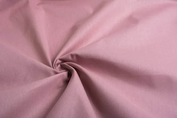 Růžová Bavlna Přírodní Tkaniny Tkaní Vláken Textury Kudrnaté Zmačkané Záhyby — Stock fotografie