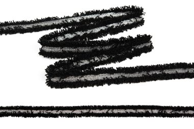 Pamuk Tüvit Koruyucusu, terry desenli şerit şeritli şerit ve beyaz üzerine parlak metalik parıltılı iplikle zikzak çizecek. Mağaza kataloğu için kullan. Moda ceketler ve ceketler dikin.