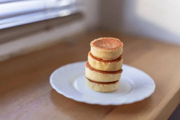 Zelfgemaakte Fluffy Souffle Pancake Gemaakt Van Amandel Kokosnoot Soja Eiwit — Stockfoto