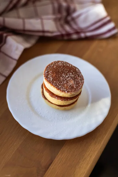 Homemade Fluffy Souffle Pancake Тісто Зроблене Мигдалю Кокосового Горіха Соєвого — стокове фото