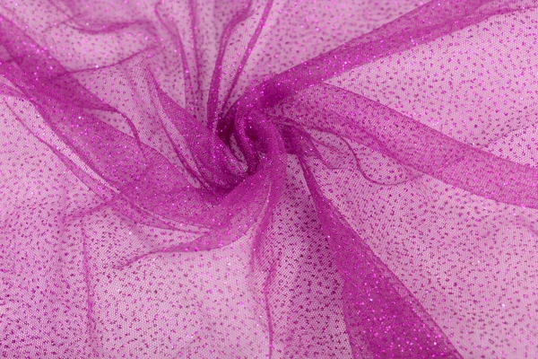 Lightweight Pink Crumpled Beautifully Draped Lace Festive Tulle Fabric Sparkles — Stock Photo, Image