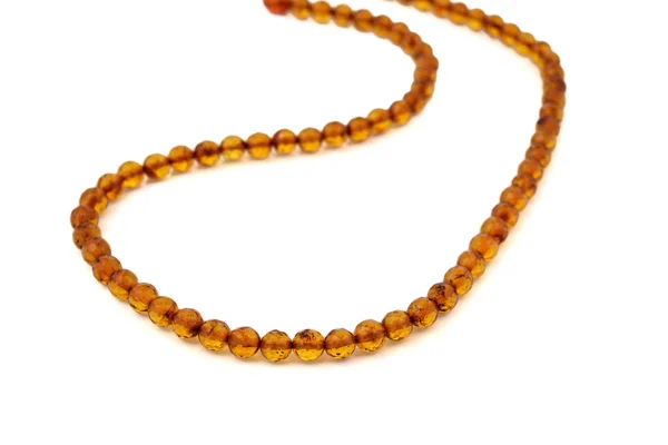 Necklace of Natural polished transparent natural amber — Stock Photo, Image