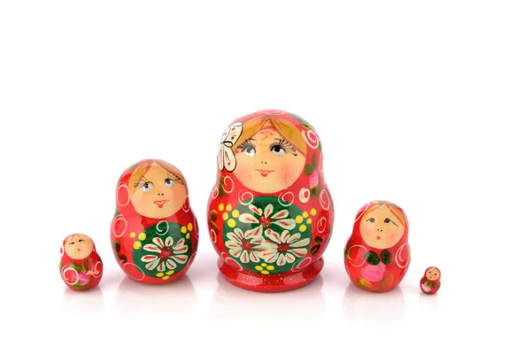 Matrjoschka Familie Setzte Traditionelle Hölzerne Schöne Verschachtelte Puppen Mit Malkunst — Stockfoto