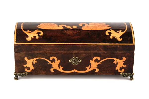 Wooden jewelry box with velvet lining — Stok fotoğraf