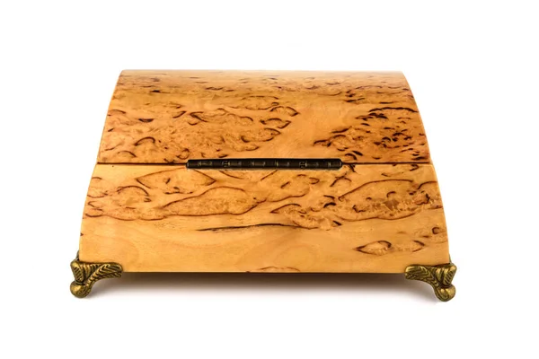 벨벳 무늬가 있는 나무 장신구 상자 — 스톡 사진