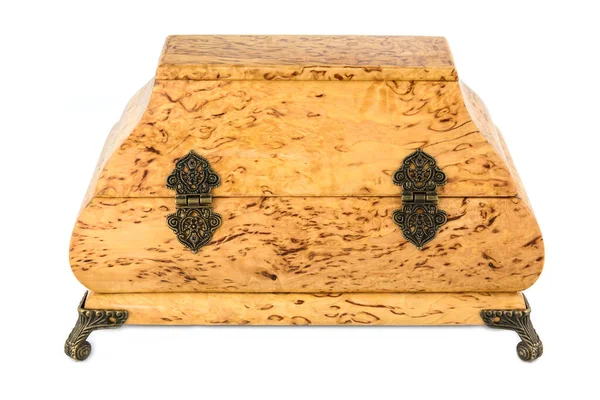 Wooden jewelry box with velvet lining — Stok fotoğraf