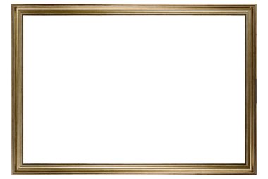 Beyaz zemin üzerinde izole edilmiş Eski Klasik Tahta Yapı Model Çerçevesi. Boş, güzel ve çeşitli konulardan oluşan baget kalıbı. Tasarım elemanı. resim, ayna ya da fotoğraf çerçevelemek için kullanılıyor.