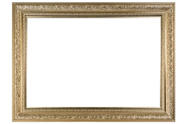 Golden Classic Old Vintage Wooden Mockup Canvas Frame Isolated White — Stock Photo, Image