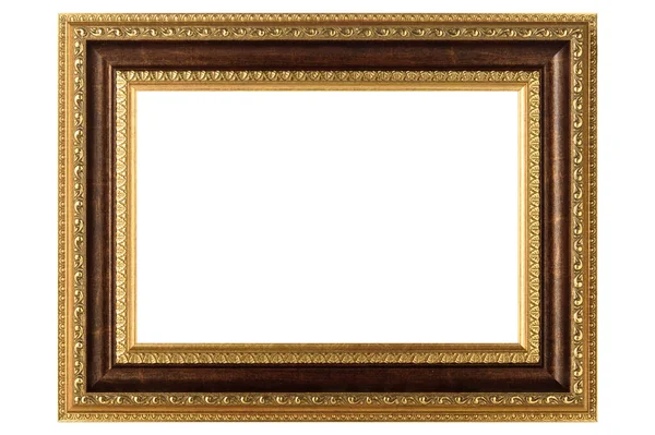 Golden Classic Old Vintage Wooden Mockup Canvas Frame Isolated White Royalty Free Stock Photos