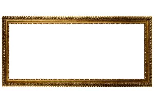 Golden Classic Old Vintage Cornice Tela Mockup Legno Isolata Sfondo — Foto Stock